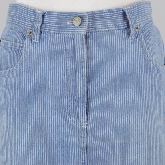 Bill Blass Vintage Women’s Size 8 Petite Blue White Striped Denim Mini Skirt - Picture 2 of 8